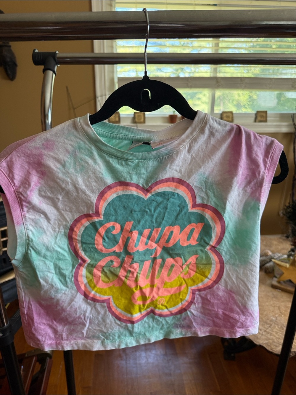 Zara Pastel Tie-Dye Chupa Chups Crop Tank - Pink & Aqua